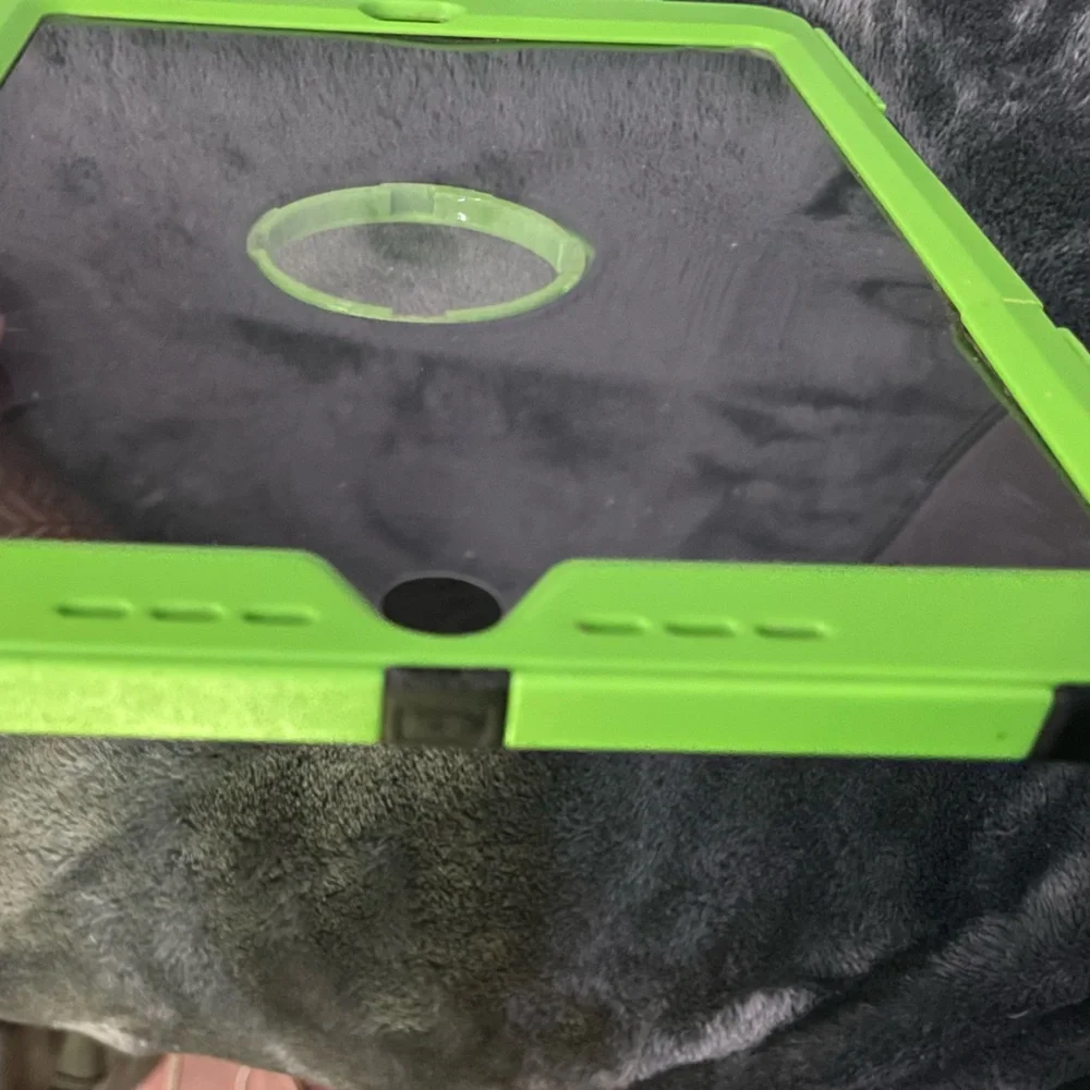 iPad Air Waterproof Case, Lime Green with Rubber siding for protection.